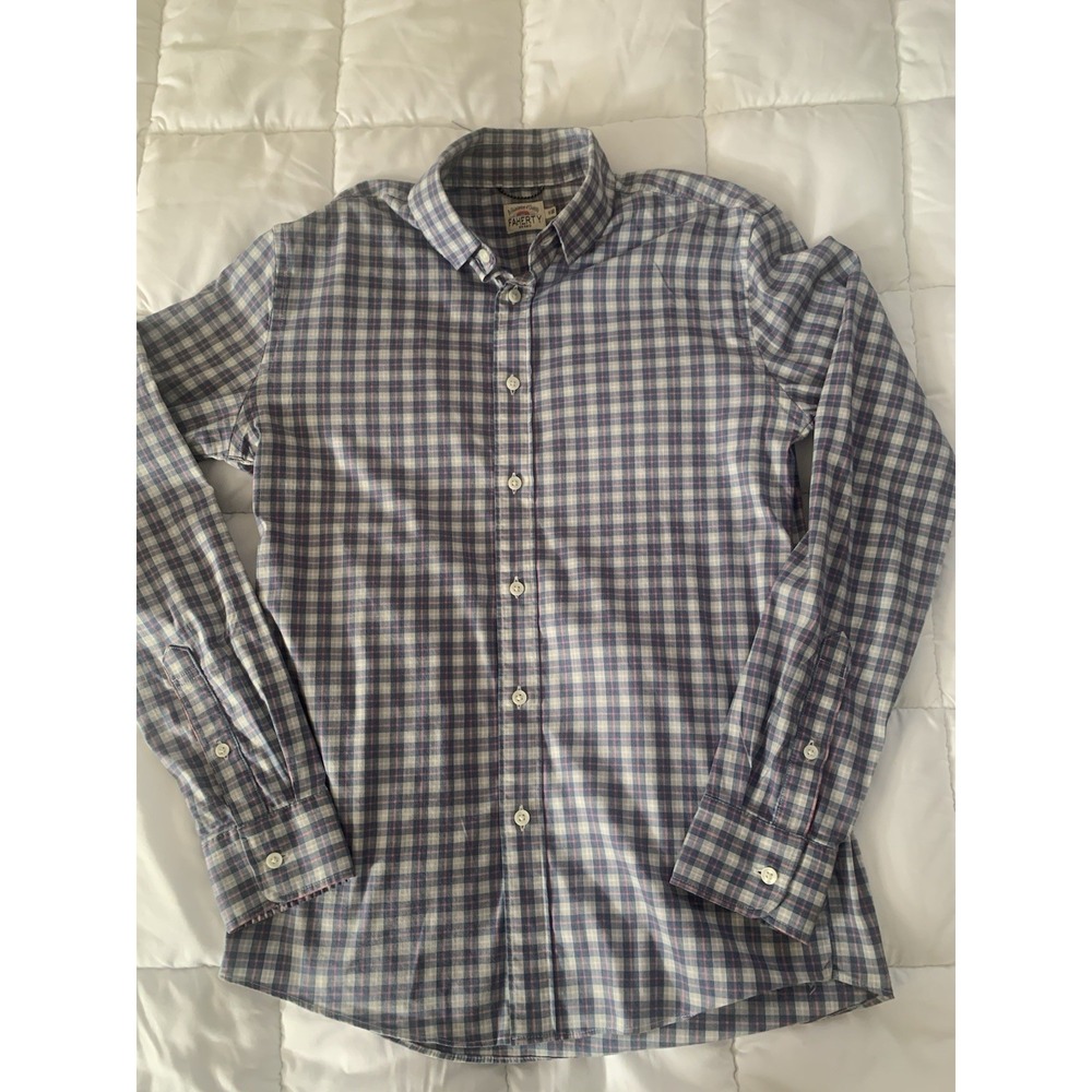 Faherty Light‎ Blue Plaid Long Sleeve Button Down Shirt  Small